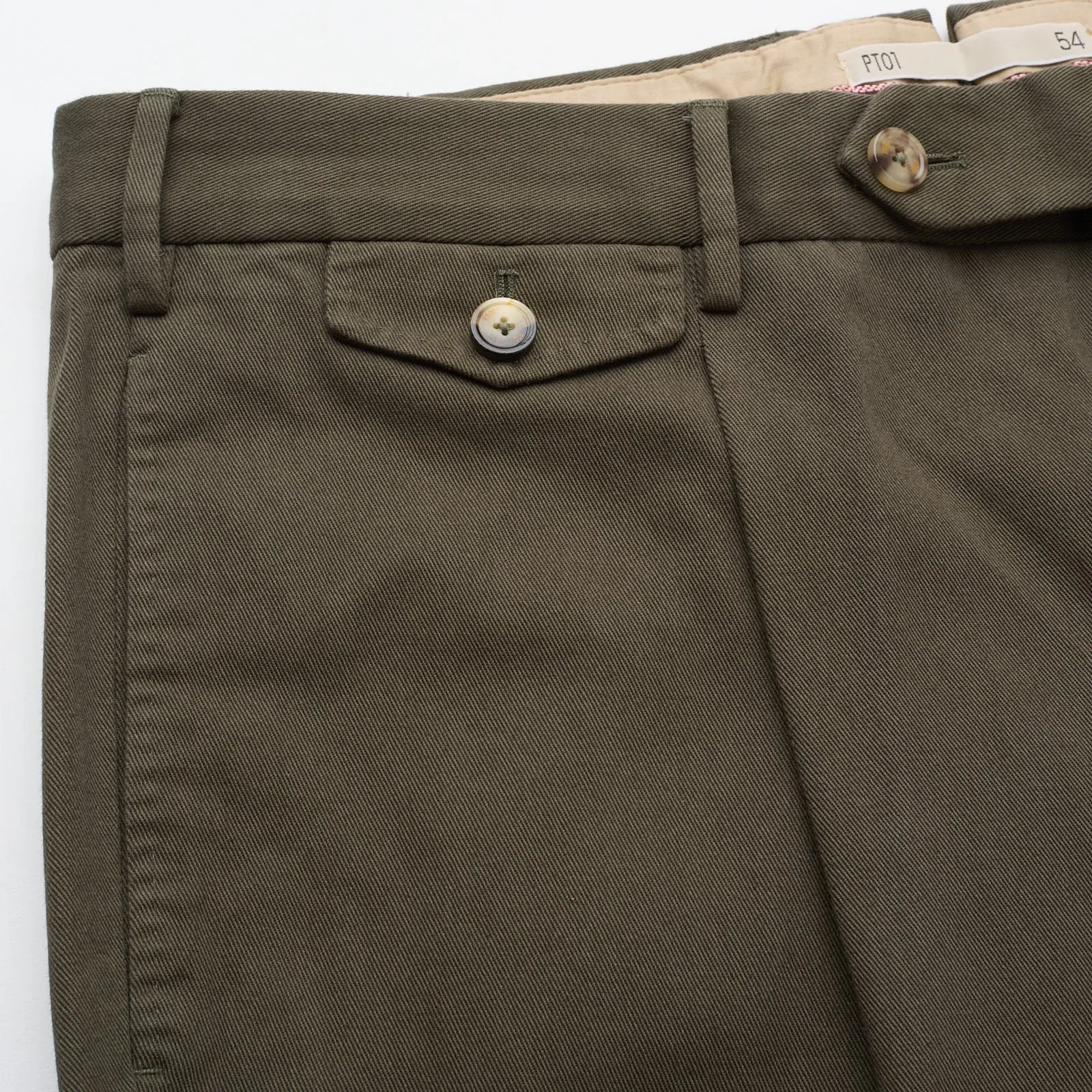PT01 PANTALONI TORINO Olive Green Gentleman Fit Cotton Chino Pants NEW