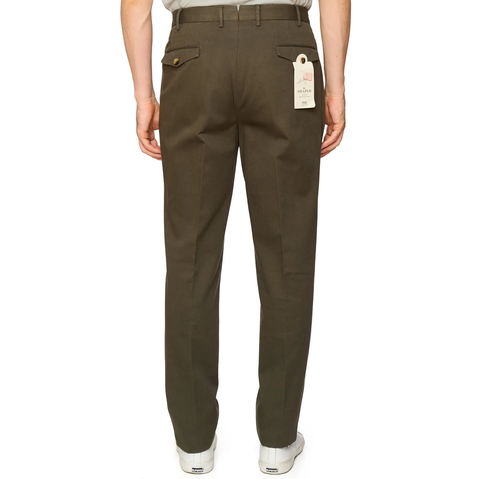 PT01 PANTALONI TORINO Olive Green Gentleman Fit Cotton Chino Pants NEW
