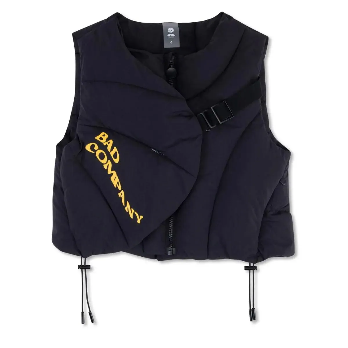 "BAD" Sleeveless Puffer Kids Vest - Black