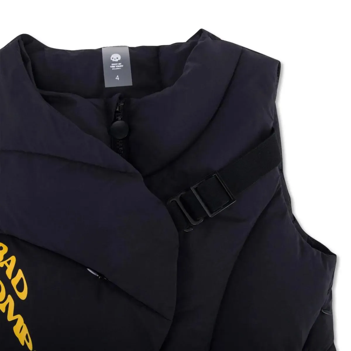 "BAD" Sleeveless Puffer Kids Vest - Black