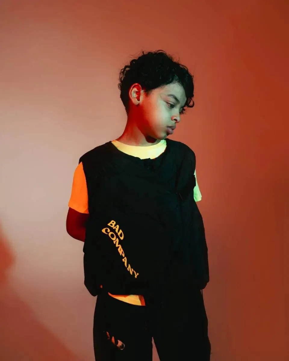 "BAD" Sleeveless Puffer Kids Vest - Black