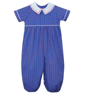 Remember Nguyen Blue Plaid Tate Long Romper 714BR24 5106
