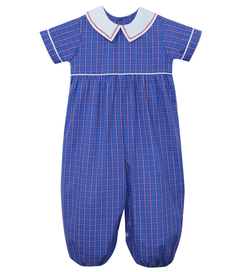 Remember Nguyen Blue Plaid Tate Long Romper 714BR24 5106