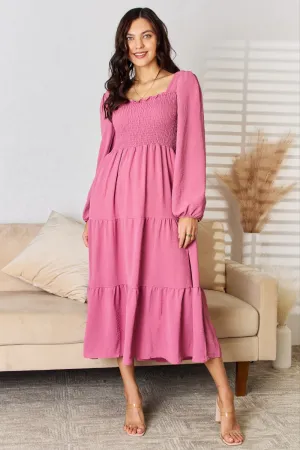 Ruffle Trim Smocked Tiered Dress