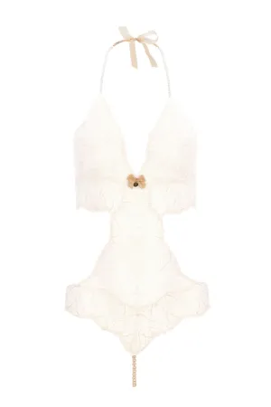 Sydney Single Pearls Ivory Lace Bodysuit