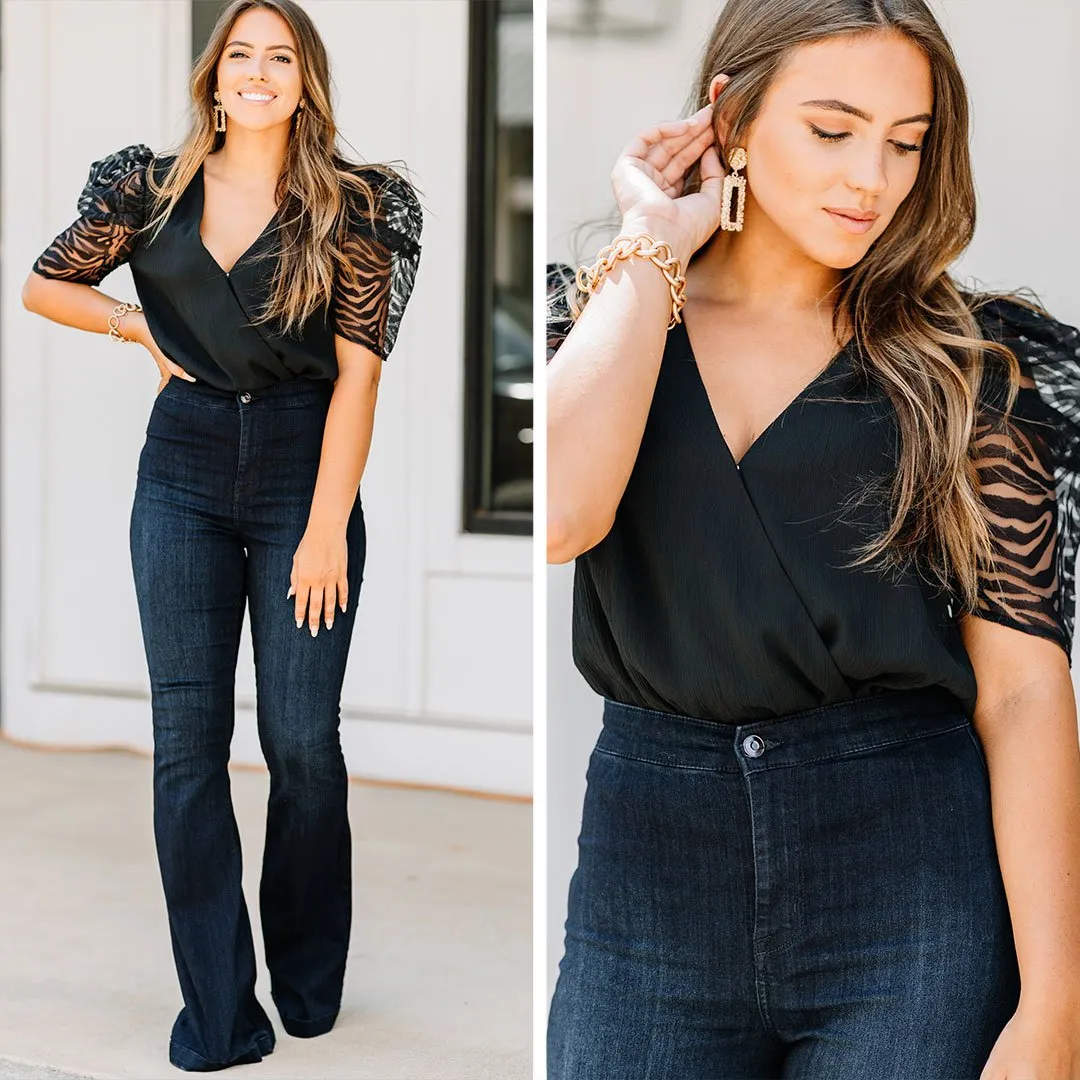 Take Control Black Puff Sleeve Top