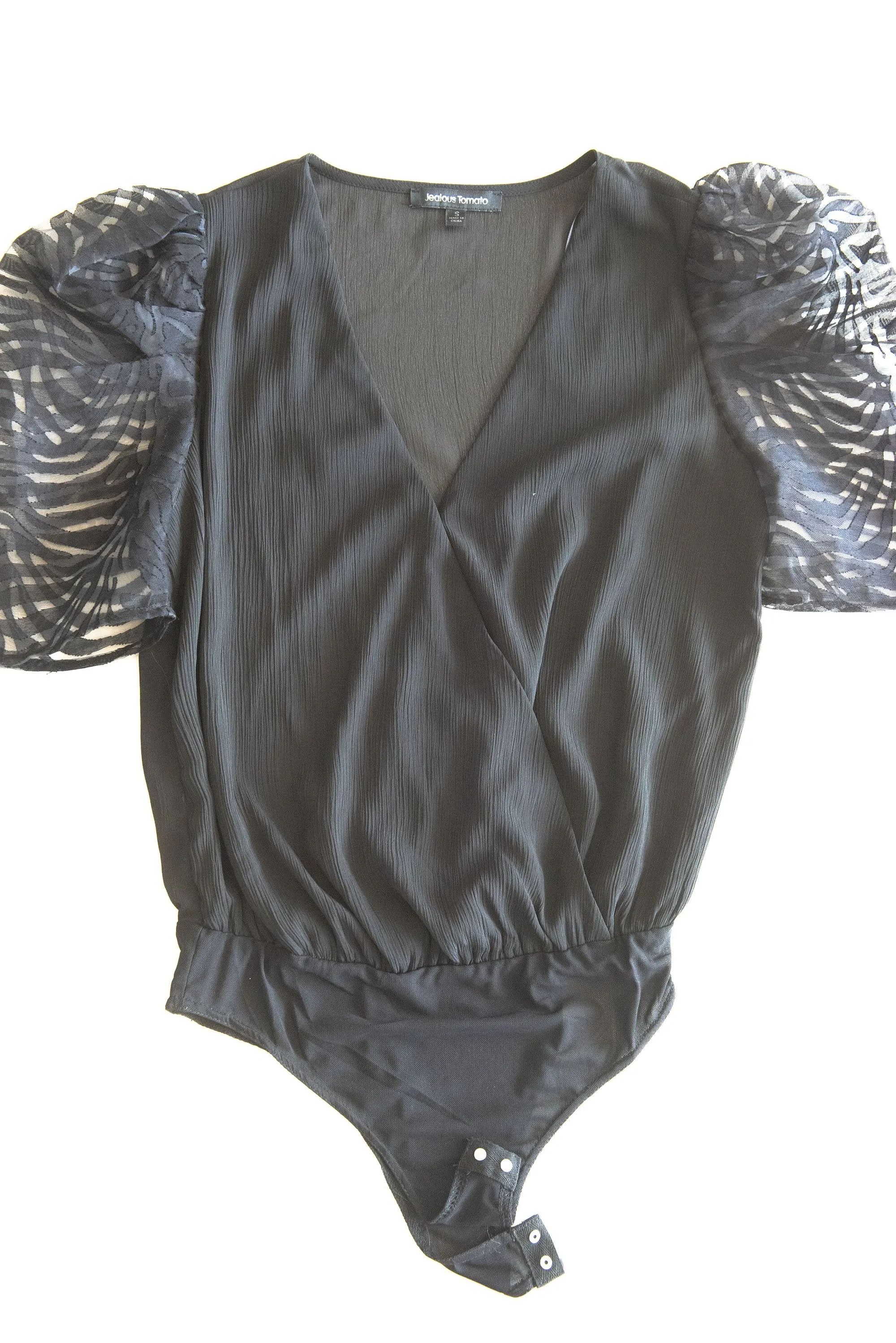 Take Control Black Puff Sleeve Top