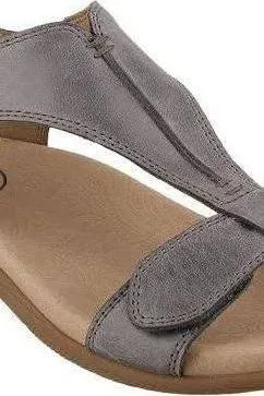 TAOS The Show Women's Steel Grey Leather Comfort Sandals  Arch Support & Adjustable Straps
