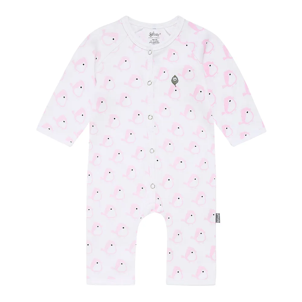 The Pink Birdie -  Long Romper - 100% Organic