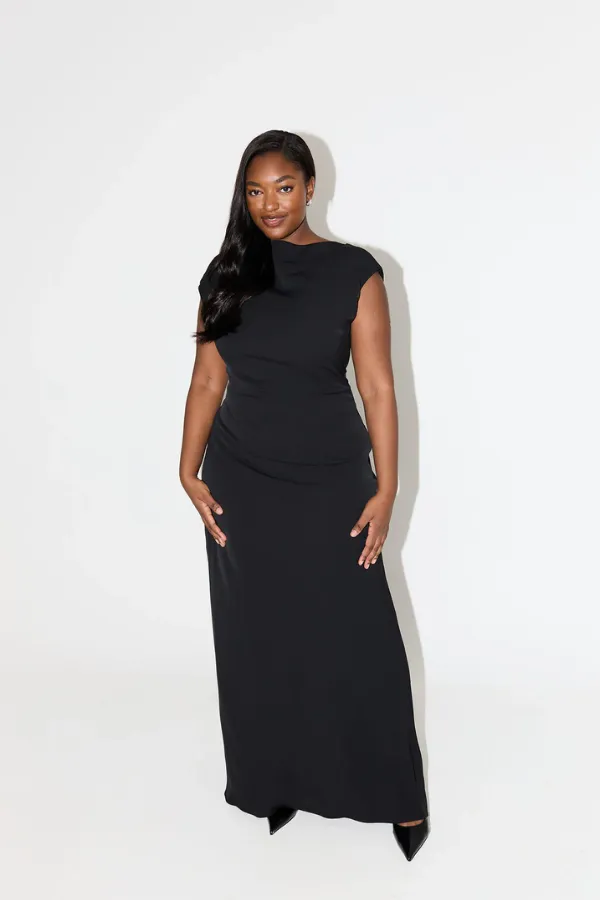 The Ultimate Muse Drape Back Maxi Dress Black