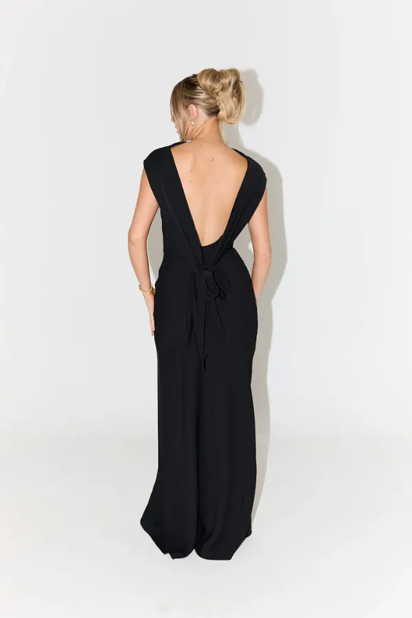 The Ultimate Muse Drape Back Maxi Dress Black