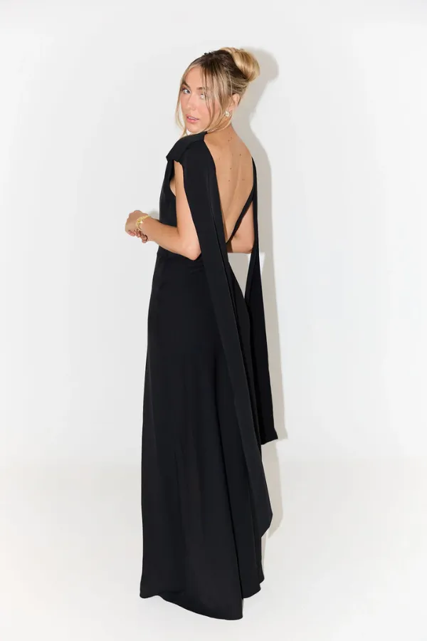 The Ultimate Muse Drape Back Maxi Dress Black