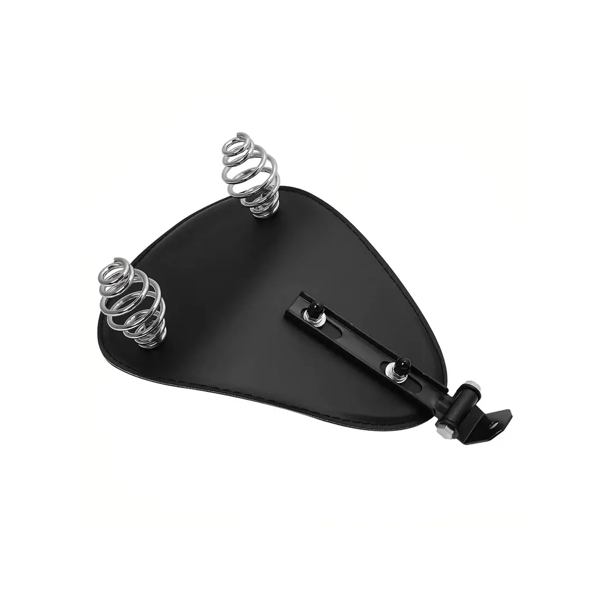 Universal Motorcycle Black Leather Solo Spring Cushion Seat - 841748