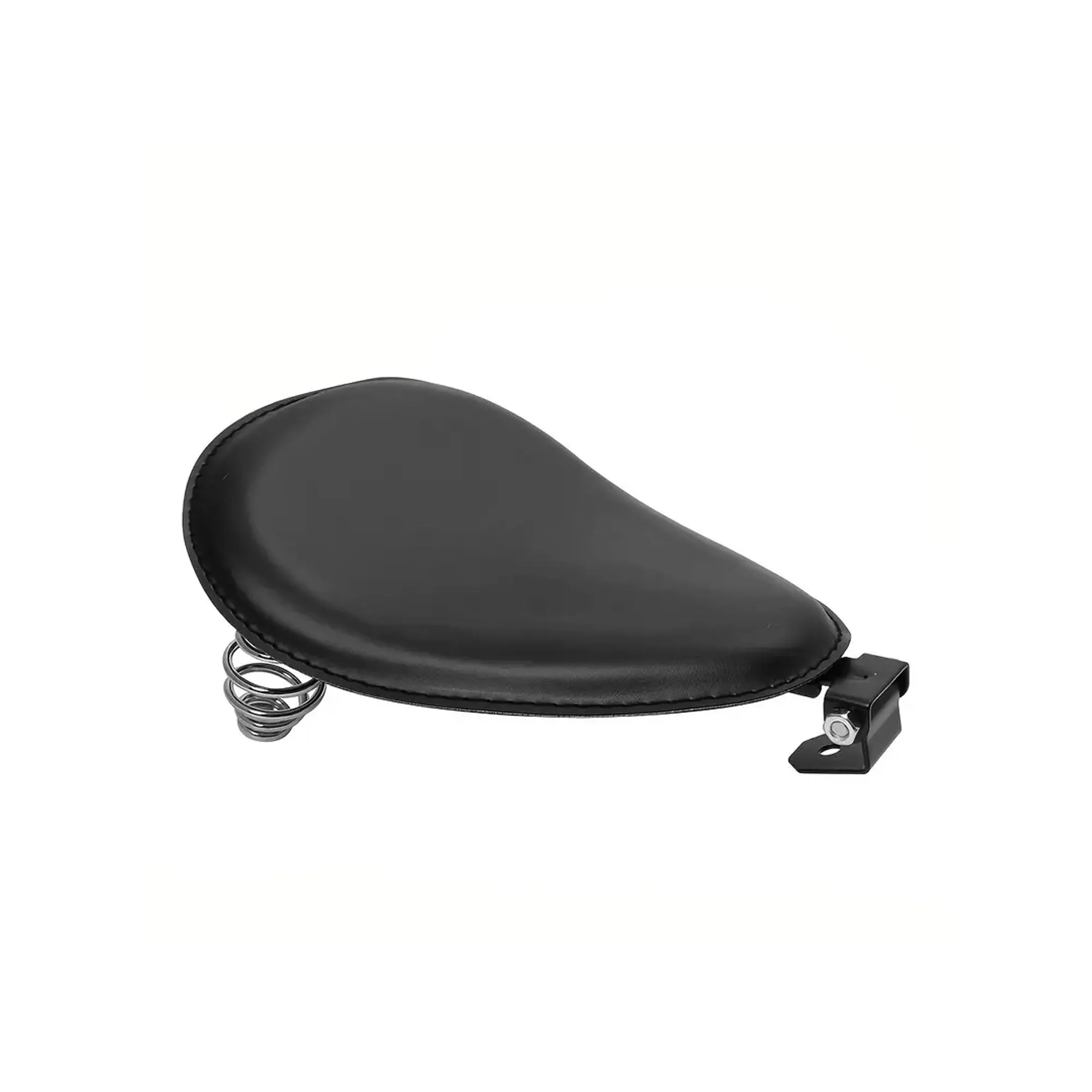 Universal Motorcycle Black Leather Solo Spring Cushion Seat - 841748