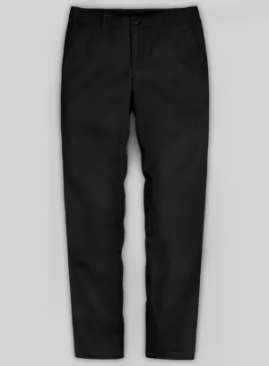 Washed Black Feather Cotton Canvas Stretch Chino Pants