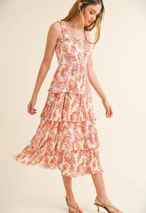 Wht/Pink Maxi Dress-JD4026