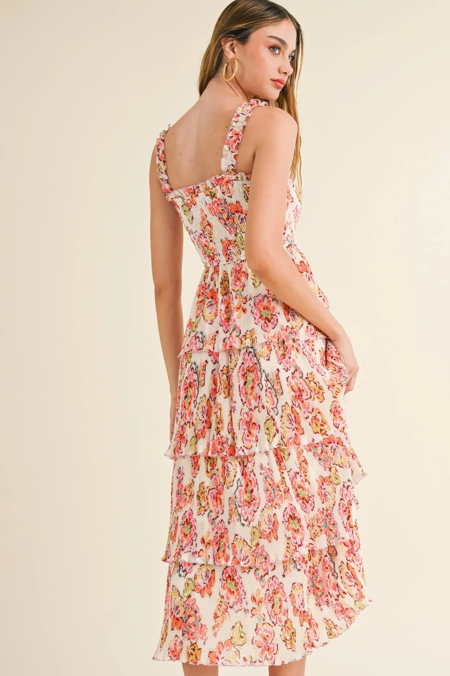 Wht/Pink Maxi Dress-JD4026